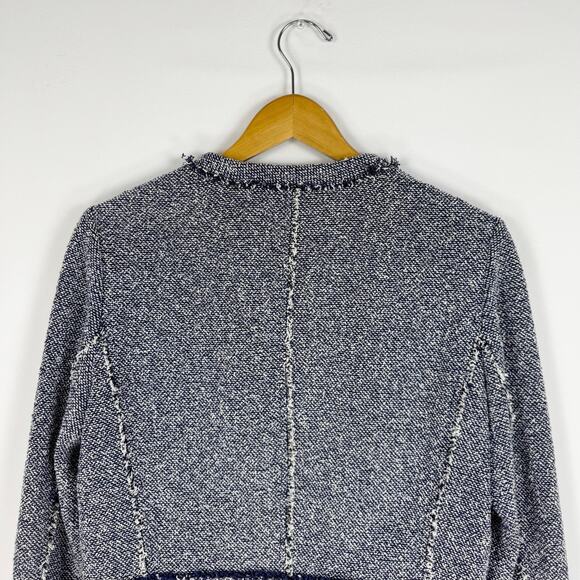 Rebecca Taylor Womens Textured Tweed Peplum Jacket Size 10 Navy Blue - Picture 8 of 15